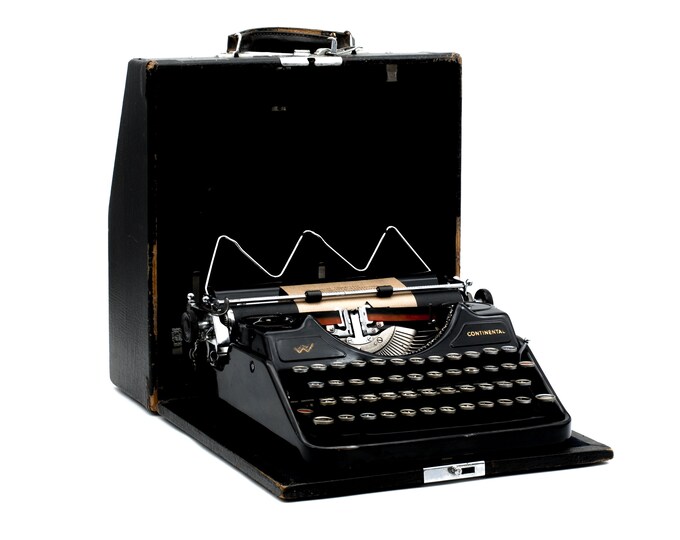 Wanderer Continental with tabulator - rarity! - 1930's portable - with original case - antique black typewriter