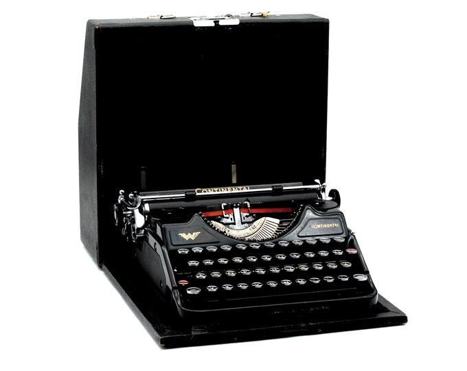 Wanderer Continental with tabulator - rarity! - 1930's portable - with original case - antique black typewriter