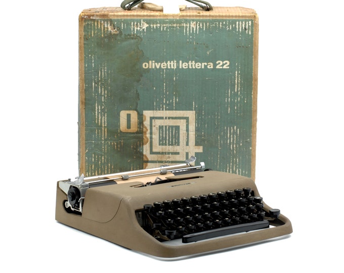 Olivetti Lettera 22 - Brown Portable Typewriter -  Italian Design