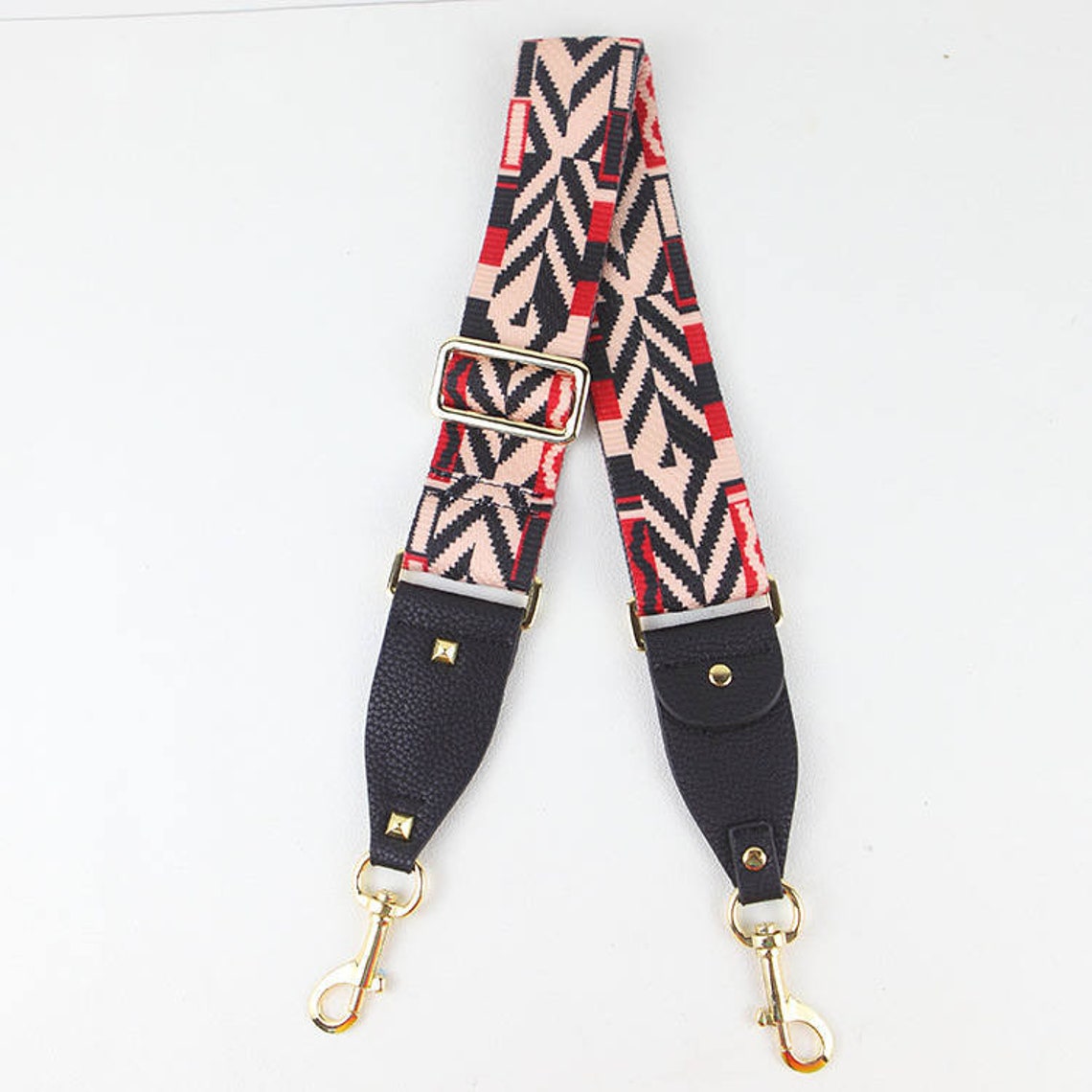 Colorful stripe strap canvas strap Genuine leather Purse Etsy