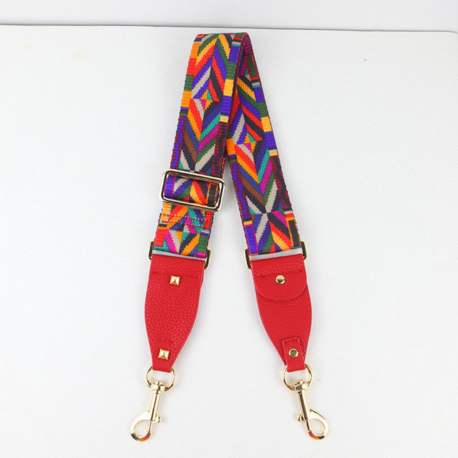 Colorful stripe strap canvas strap Genuine leather Purse Etsy