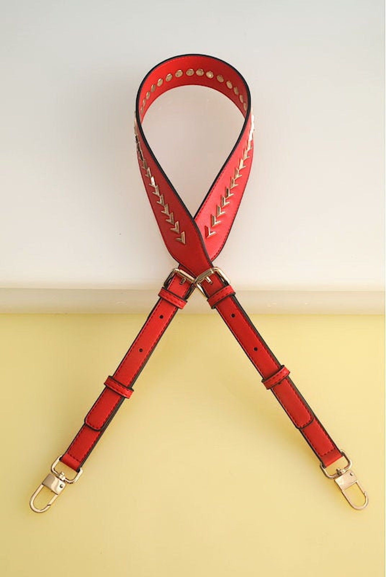 Black leather purse strap bag strap handbag strap rivet Etsy