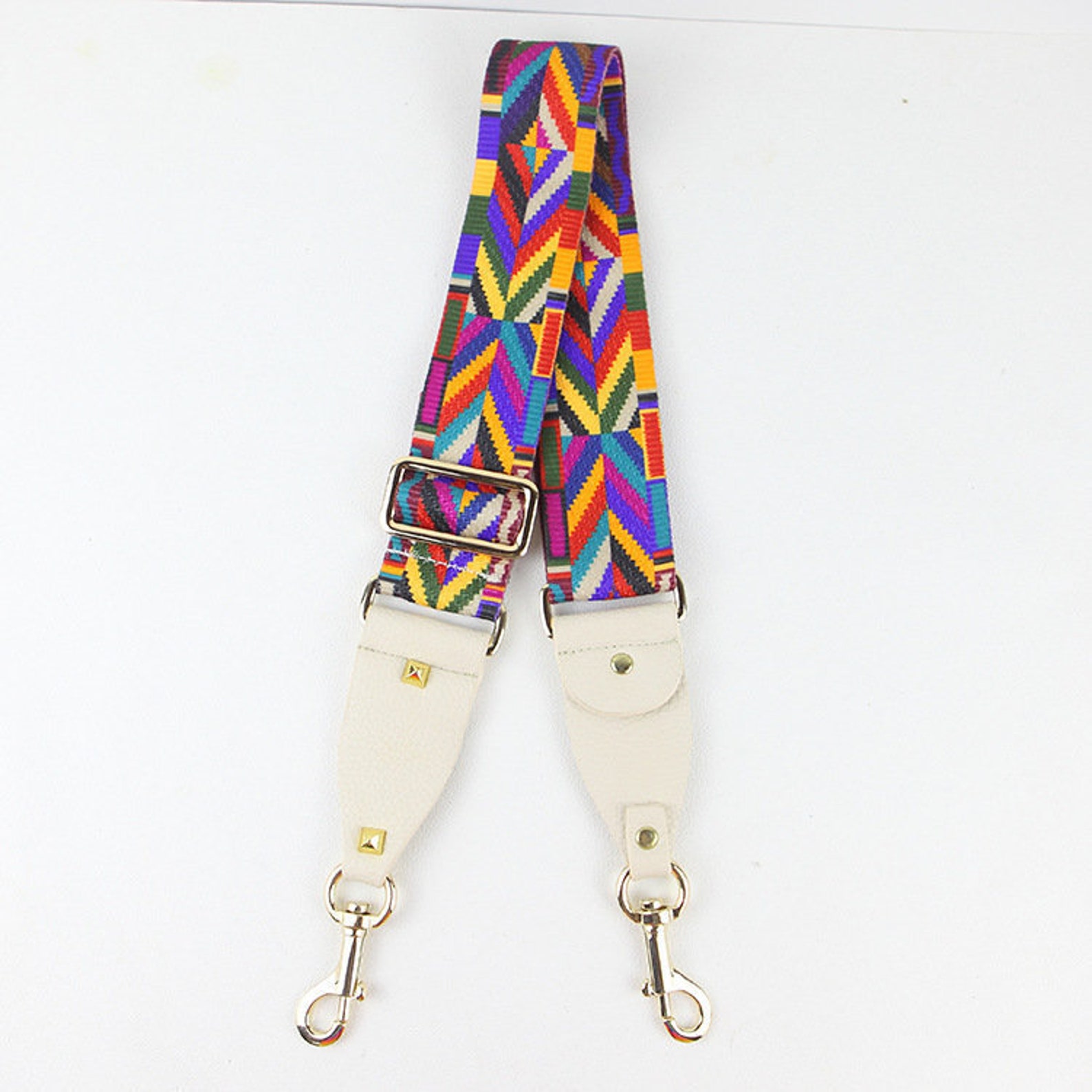 Colorful stripe strap canvas strap Genuine leather Purse Etsy