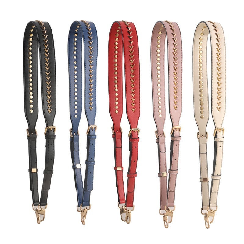 Black leather purse strap bag strap handbag strap rivet Etsy