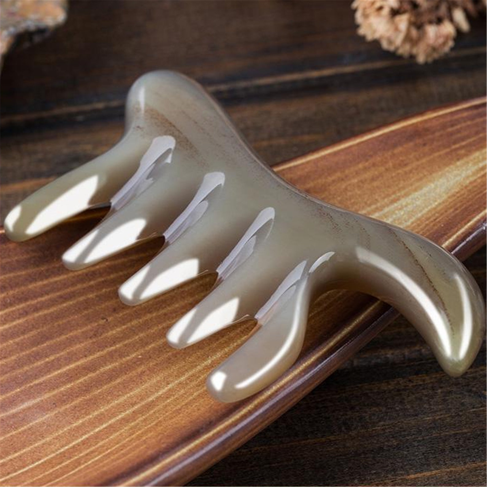 Natural Horn Comb Widetoothed Meridian Comb Massage Comb Etsy