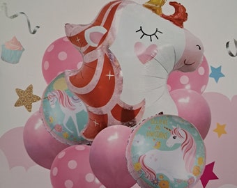 Unicorn 9 pcs Foil Balloon Birthday Decoration Set