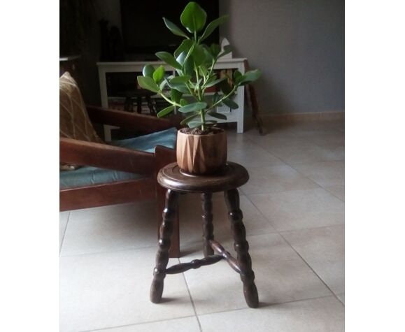 Tabouret Vintage en Bois Tourné, Vintage Stool in Turned Wood Circa 60S/70S