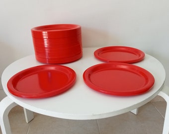 Lot de 4 assiettes vintage Ingrid ltd rouge vif années 70