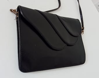 Vintage handbag, vintage art deco 60s clutch in genuine leather