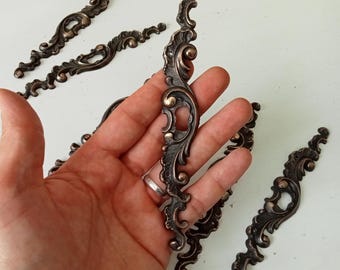 Entrée de serrure ancienne gauche et droite en bronze de style Louis XV