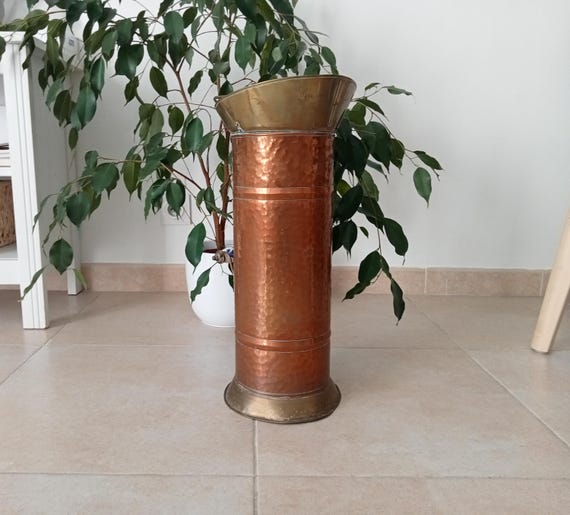 アンティークの石炭バケツ、銅と真鍮の傘立て - Etsy 日本