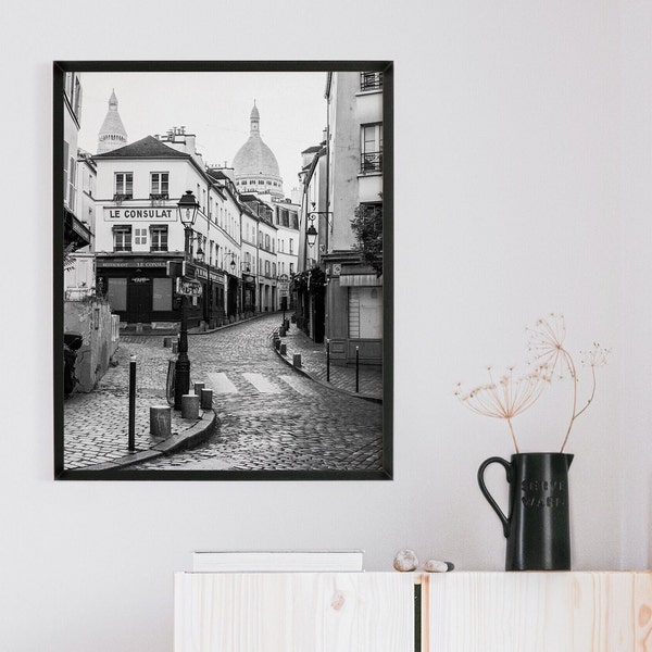 Paris Print Black and White Print Paris Montmartre Paris Poster Travel Gift France Paris Photography Digital Download