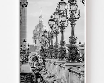 Paris Art Print Black and White - Paris Travel Poster - Paris Architecture - Paris Photography - France Poster - Digital Download