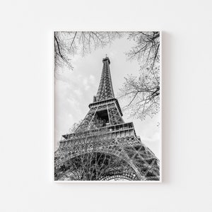 Eiffel Tower Black and White - Paris Print - Travel Photo - Printable Photo - Paris Photography Print - Digital Download - Instant Download