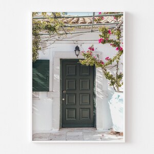 Door Print Mediterranean Green Door Art Doorway Photography Greek Wall Art Vintage Door Village House Instant Download Print at home