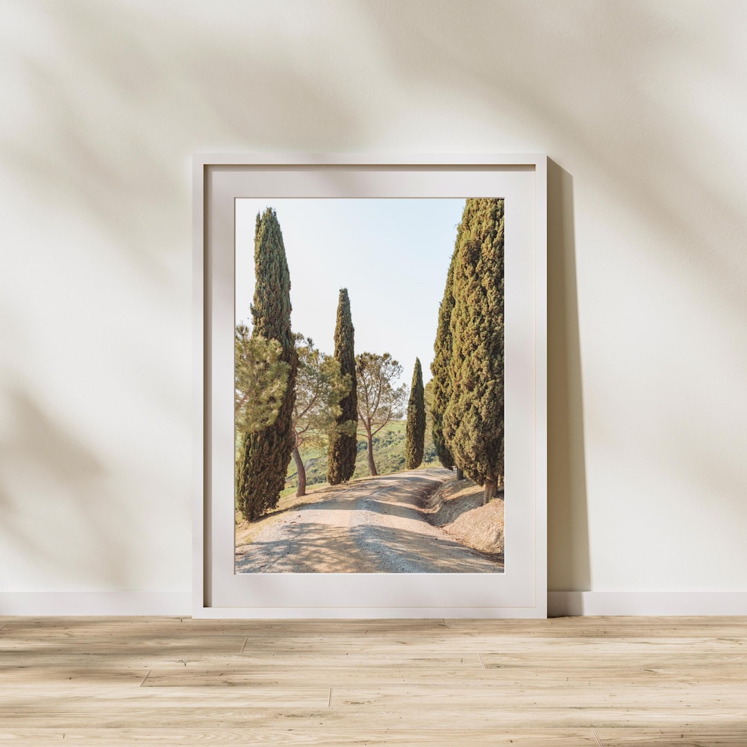 Italian Tree Graphics Cypress Tree - Tuscany Road Print - Italian Countryside - Italian Wall ...
