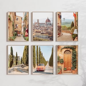 Italia Set di 6 stampe Fotografia toscana Campagna italiana Galleria mediterranea Arte murale Europa stampabile Dolce far Niente