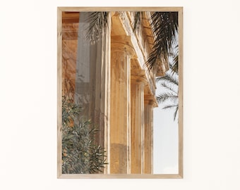 Mediterranean Wall Art Old Stone Architecture Rustic Printable Art Ancient Greece Olive Tree Poster Digital Download