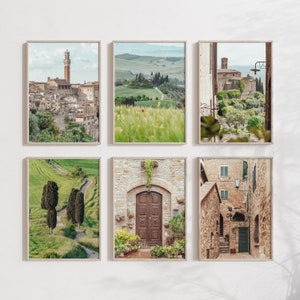Italy Tuscany Set of 6 prints, Italian Countryside Poster, Mediterranean Wall Art, Cypress Trees, Europe Travel Print, Digital Download