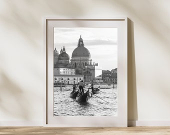 Italy Black and White Photo Venice Travel Poster Gondola Photography Home Decor Instant Download