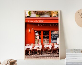Paris Cafe Print - Paris Montmartre - Paris Poster - Travel Photo - Paris Digital Wall Art - Instant Download