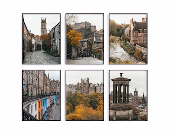 Edinburgh Set of 6 Prints Autumn Scotland Fall Gallery Wall Art Edinburgh Castle Europe Prints Dark Academia  Digital Download