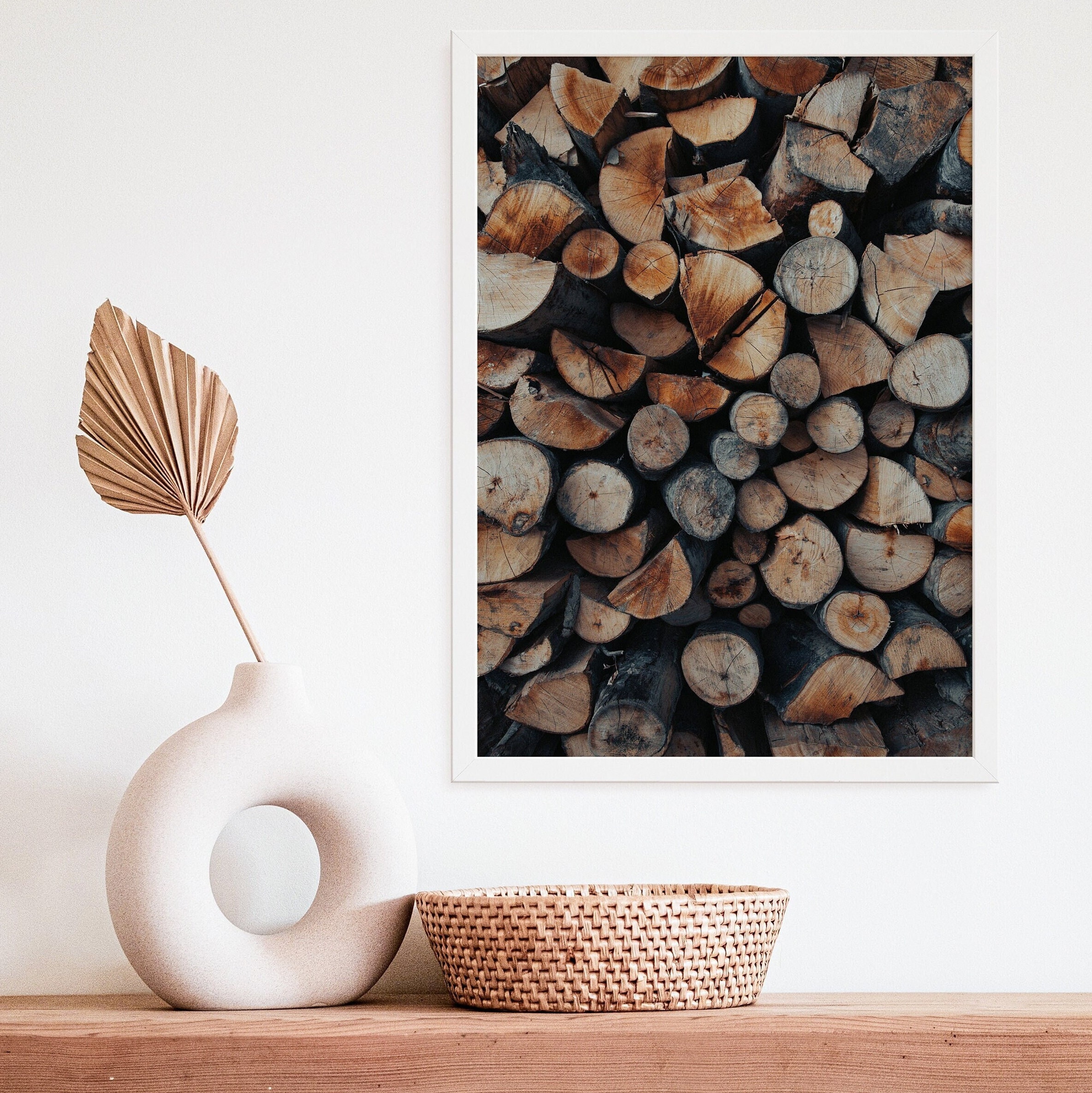 Log Print Design Wood Log Print - Wood Wall Art - Log Pile Poster - Rustic Decor - Wood ...