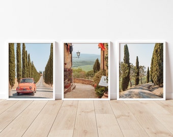 Toskana 3er Set Drucke -Italien Druck --Zypressen Bäume - Italienische Landschaft - Italien Fotografie - Europa Printable