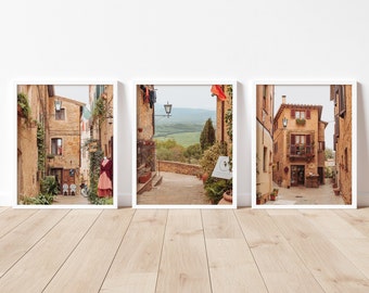 Arte de parede da galeria da Itália - Conjunto de 3 impressões da Toscana - Pôster de viagem - Fotografia italiana - Impressões da Europa - Download instantâneo