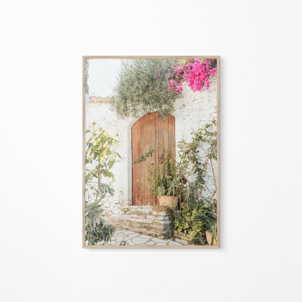 Wooden Mediterranean Door Print Garden Door Photography Vintage Door Art Print Village House Digital Download