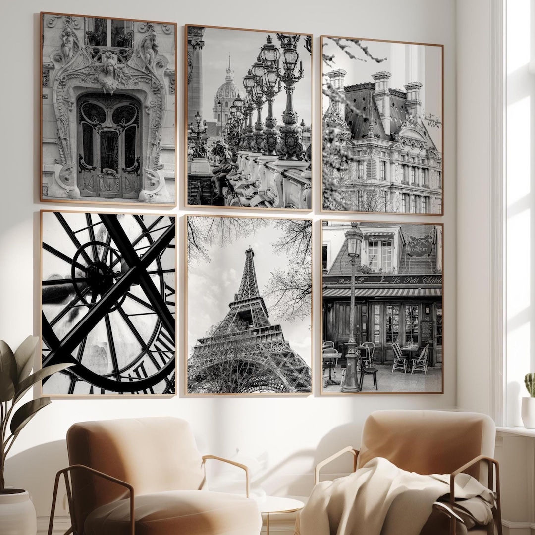 Paris Set of 6 Prints - Black and White Paris Gallery Wall Art - Paris ...
