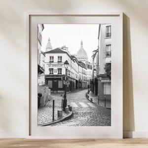 Impresión en blanco y negro de París, París, Montmartre, póster de París, regalo de viaje, Francia, fotografía de París, descarga digital