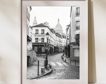 Paris Print Black and White Paris Montmartre Paris Poster Travel Gift France Paris Photography Digital Download