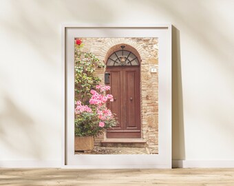 Italian Wooden Door - Vintage Door - Succulents Print - Door Photography - Tuscany Printable Wall Art - Mediterranean Doorway Print