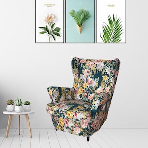 Strandmon Überzug, Ikea Strandmon Schonbezug, Strandmon Schonbezug, Strandmon Ottaman, Custom Made Florales Muster