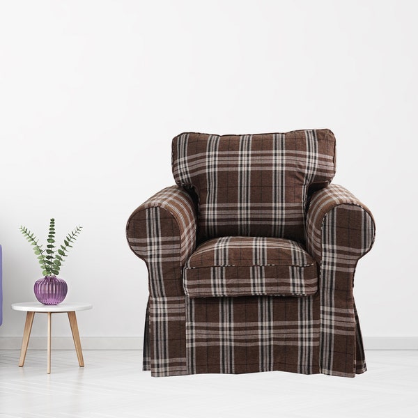 Ikea Ektorp Armchair Cover, Ikea Ektorp Slipcover, Ikea Ektorp Armchair Cover Ektorp Armchair Slipcover, Floral pattern and Grid pattern