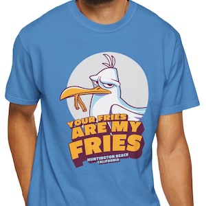Funny Seagull Comfort Colors T-shirt: Huntington Beach Cartoon Tee