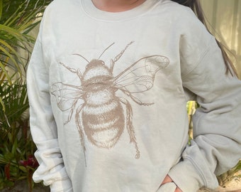 Honey Bee Sweatshirt: Cottagecore Bee Illustration