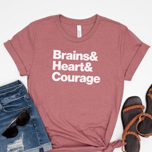 Wizard of Oz Fan T-Shirt - Brains & Heart and Courage typography shirt