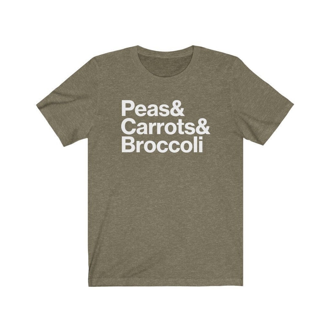 Vegetarian Shirt, Peas& Carrots and Broccoli, Adult Short Sleeve Tee