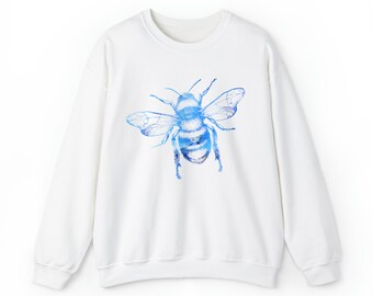 Honey Bee & Hydrangea Sweatshirt: Cottagecore Bee Illustration