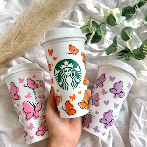 Butterfly Genuine Starbucks Personalised Hot Cups | Reusable Coffee Hot Drink Cup | Travel Cup