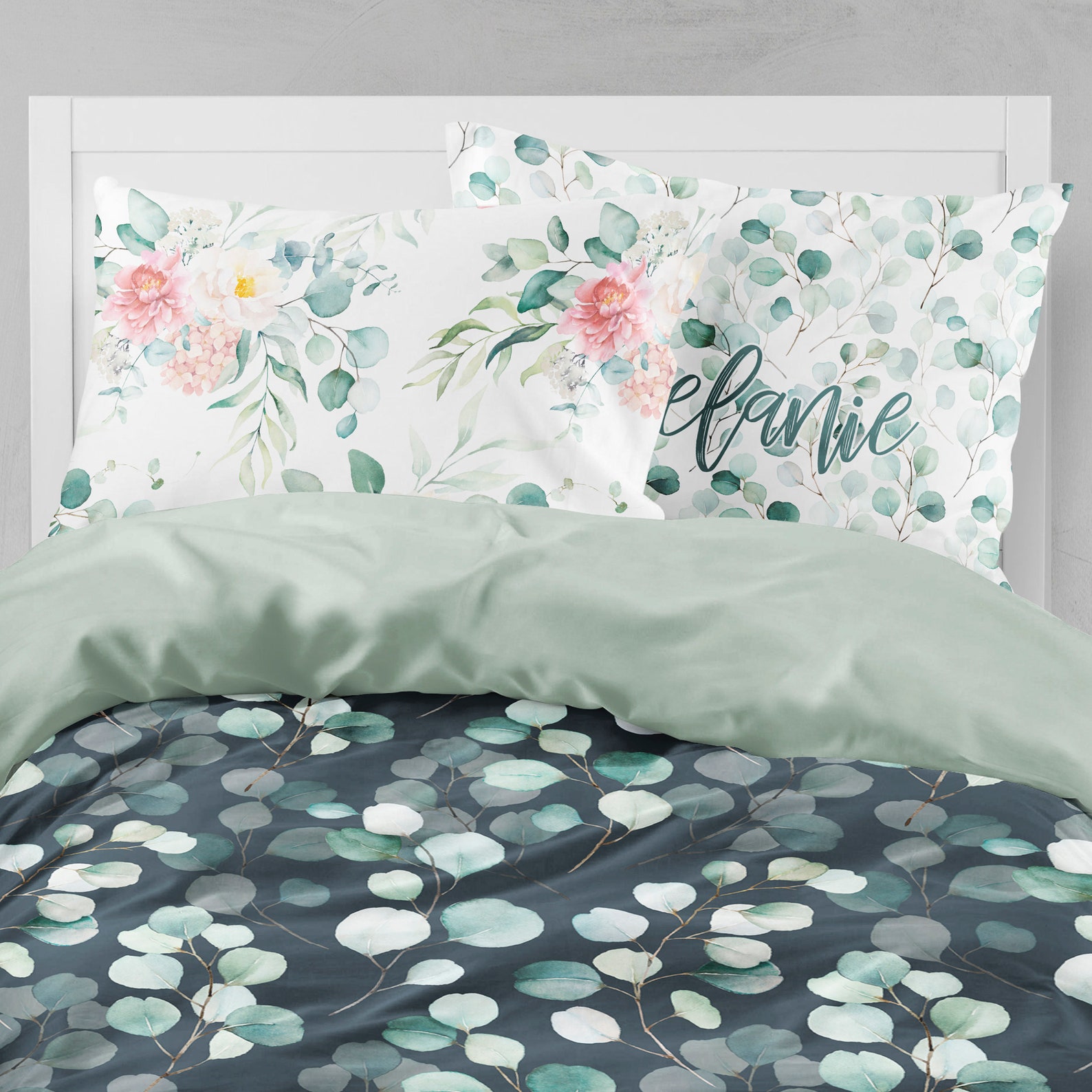 Eucalyptus Bedding Set groen Dekbed Cover Twin Dekbed Black Etsy