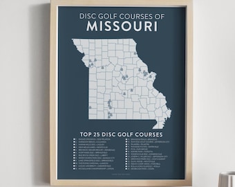 Top 25 Missouri Disc Golf Courses Poster | 12x18 Checklist Map | Gifts for Disc Golfers