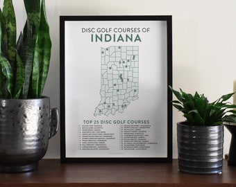 Disc Golf Top 25 Courses of Indiana Map