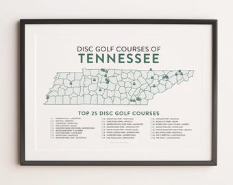 Disc Golf Top 25 Courses of Tennessee Map