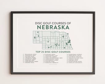 Disc Golf Top 25 Courses of Nebraska Map