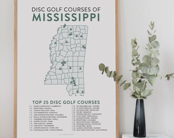 Disc Golf Top 25 Courses of Mississippi Map