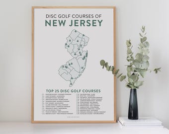 Disc Golf Top 25 Courses of New Jersey Map