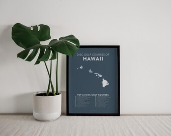 Top 25 Hawaii Disc Golf Courses Poster | 12x18 Checklist Map | Gifts for Disc Golfers